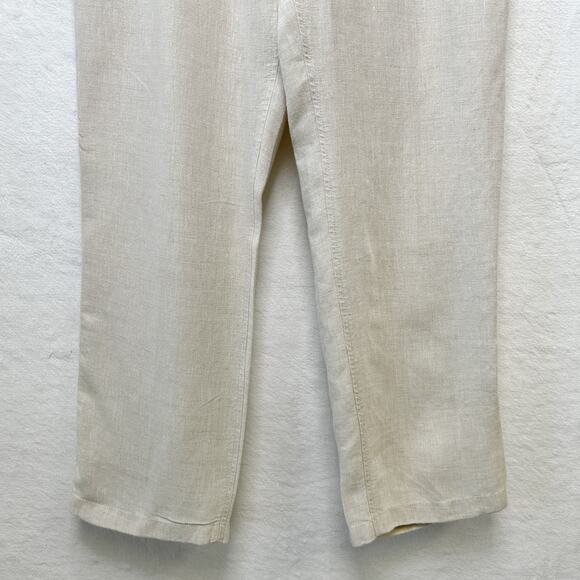 CARIBBEAN 100% Linen Relaxed Fit Pants Drawstring Natural Flax Beige Mens 36x32 - Picture 3 of 9